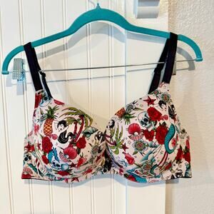 Tattoo Torrid Plunge Push Up T Shirt Padded Bra Size 40D